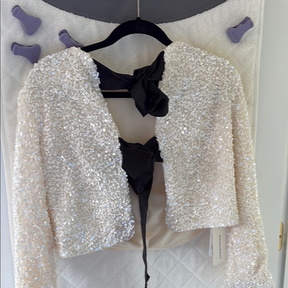 White Sequin Crop Blouse - Picture 2 of 4